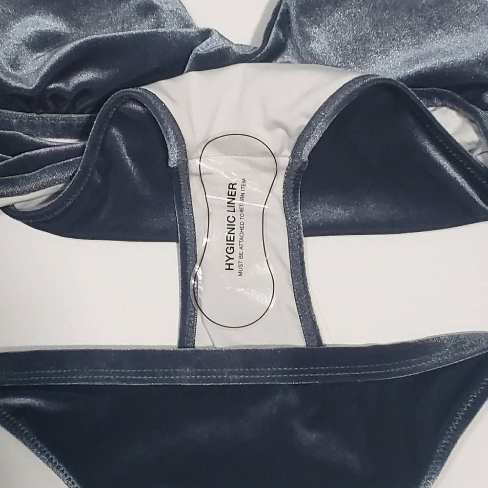 Cupshe Women's Size XL Blue Gray Velour Swimsuit NEW - Picture 7 of 8